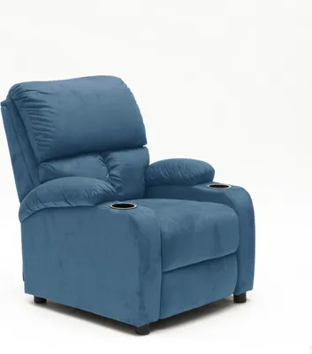 Image de Fauteuil relax réglable avec repose-pieds intégré et compartiments de rangement Laura Light - bleu clair