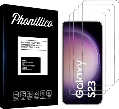 Immagine prodotto di Vetro temperato per Samsung Galaxy S23 [4 pezzi] Pellicola protettiva antigraffio resistente Phonillico®