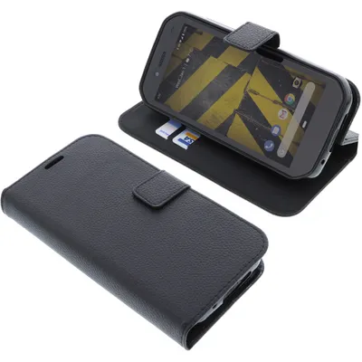 Produktbild von foto-kontor Tasche kompatibel mit CAT S42 Schutzhülle schwarz Book Style Case Handy Schutz Hülle Buch Wallet Handyhülle Cover Klapphülle Ständer Handytasche