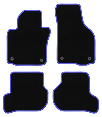 Obrázek produktu pro Velurové autokoberce pro: Skoda Octavia II 2004-2013 (kombi/liftback) – sada 4 ks, černo-modré, na míru – Wielganizator CARLUX