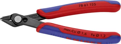 Produktbild von KNIPEX 78 61 125 SB Electronic Super Knips® mit Mehrkomponenten-Hüllen brüniert 125 mm (SB-Karte/Blister)