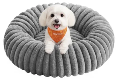 Immagine prodotto di Cuccia per cani lavabile, diametro 60 cm, colore grigio tortora, dimensioni 60x60x18 cm