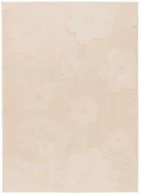 Image de Tapis pour enfants Unyqoos® Lalee, motif floral beige, polyester, 120x170 cm, peluche haute de 16 mm, antidérapant, lavable en machine, OEKO-TEX