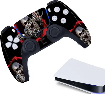 Zdjęcie produktu dla Naklejka na kontroler PS5, PlayStation 5 - Wydajna skórka do gier - Akcesorium ochronne - Szkielet - Czarny