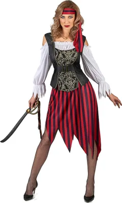 Zdjęcie produktu dla Kostium damski Buccaneer piracki czerwono-czarno-biały - L