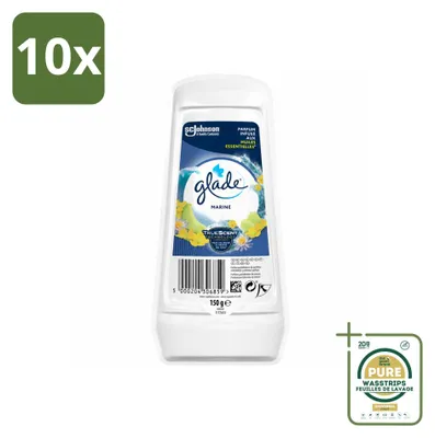 Imagen del producto de 10 unidades de ambientador en gel Glade, aroma Marino, 150 g - Paquete ahorro