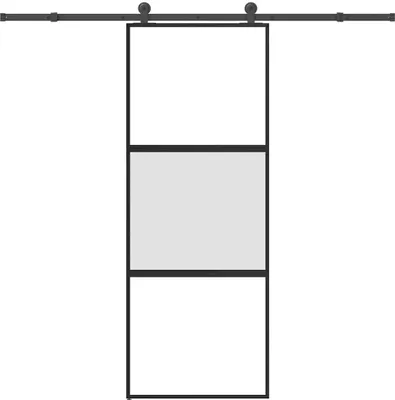 Produktbild von Schiebetür mit Beschlag 76x205 cm Hartglas & Aluminium
