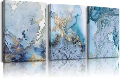 Produktbild von Famanu Wandbild Abstrakte moderne Kunst - Blau und Weiß