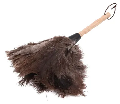 Staubwedel aus Straußenfedern 33 cm mit Holzgriff