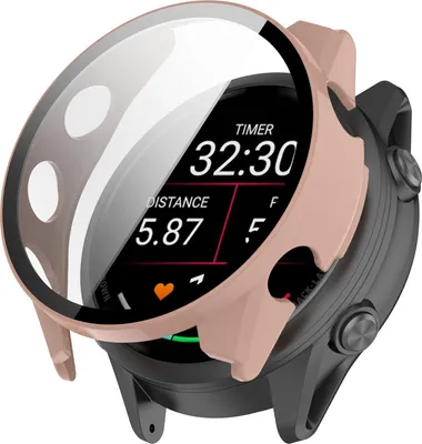 Produktbild von Strap-it Hartschalenetui mit Bildschirmschutzglas - passend für Garmin Forerunner 570 - 42mm (lachsrosa)