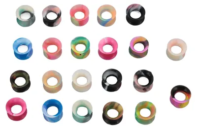 Produktbild von 11 Paar 10 mm Silikon-Ohr-Dehnsets in verschiedenen Farben, weiche und flexible Ohr-Tunnel-Expander