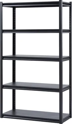 Zdjęcie produktu dla SucceBuy 5 - Regał do garażu - Nośność 2000 funtów, 18" D x 40" W x 72" H regulowane metalowe półki. Idealne do kuchni, przechowywania, piwnicy - w eleganckim czarnym kolorze