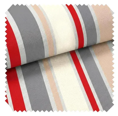 Produktbild von novely® OXFORD 210D - D111 Streifen Rot/Beige/Grau - Bedruckter Polsterstoff - Outdoor Dekostoff - Wasserabweisende Reißfeste Meterware 1lfm