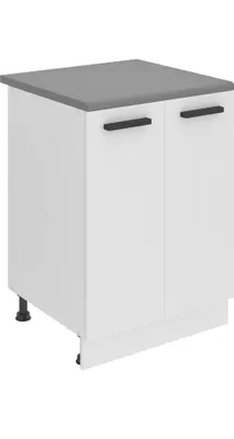 Image de Belini élément bas de cuisine, élément bas de cuisine largeur 60 cm. SD2 Meuble bas de cuisine avec plan de travail. Armoire de cuisine avec 2 portes, blanc mat