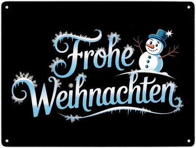 Produktbild von Frohe Weihnachten mit Schneemann Metallschild XXL in 28x38 cm
