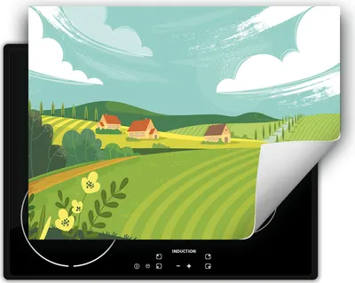 Produktbild von DarHaus Herdabdeckplatte 80x52 cm Anti Rutsch Matte Aufrollbar, Dorf