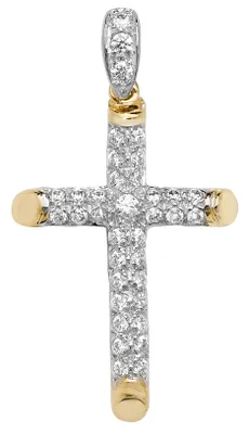 Image de Pendentif Femme Croix Or 375/1000 avec Oxyde de Zirconium - 44mm*24mm; TRS23668