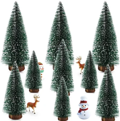 Produktbild von Mini Weihnachtsbaum Set, 9-teilig, 10/15/20 cm, mit Schneeeffekt, für Tischdekoration