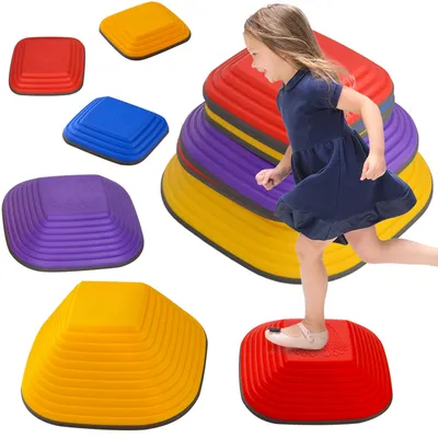 Productafbeelding van Balansstenen voor kinderen, 6 stuks, antislip, hindernisbaanstenen, voor de ontwikkeling van motorische vaardigheden, plastic, kleurrijk