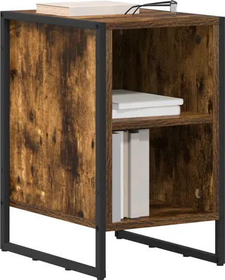 Image de vidaXL Table de nuit 2 pcs chêne fumé 39,5 x 30 x 50 cm Bois composite