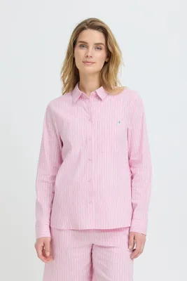 Produktbild von Oxmo OXFanny Damen Bluse Tunika Hemdbluse Baumwollmischung Loose Fit