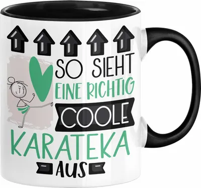 Produktbild von Karateka Geschenk Tasse Geschenkidee für Karateka Geburtstag Weihnachten Spruch So Sieht Eine Richtig Coole Karateka Aus Kaffee-Becher (Schwarz)