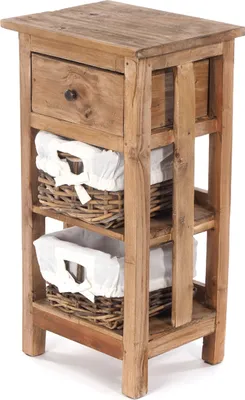 Obrázok produktu pre COMMODE TOWER | 70x38cm (VxŠ), drevo, s ratanovými košíkmi | kúpeľňová skrinka