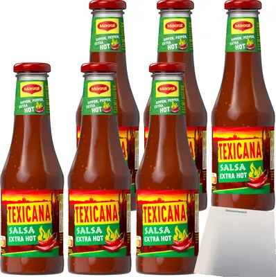 Produktbild von Maggi Texicana Salsa extra HOT Tomaten Chili sauce 6er Pack (6x500ml) + usy Block