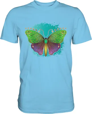 Produktbild von Bunter Schmetterling T-Shirt – Sky Blue / XL