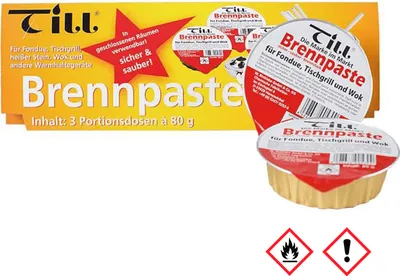 Till Brennpaste Zubehör für Fondue Tischgrills 3er Schälchen je 80g