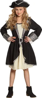 A young girl wearing a pirate costume.