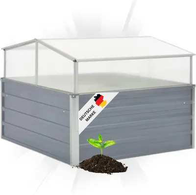 Produktbild von DELUKE® Garten Gewächshaus klein LINA grau | Stahl | HxBxT 85x100x100cm | Treibhaus Tomatenhaus Frühbeet Pflanzenhaus Hochbeet