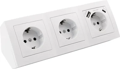 Produktbild von Steckdosenblock McPower "Flair", weiß, matt, 3-fach Schutzkontakt + USB-C / USB-A
