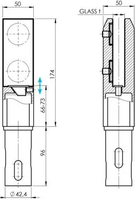 Produktbild von Bodenglasklemmen Edelstahl 2205 für Glas