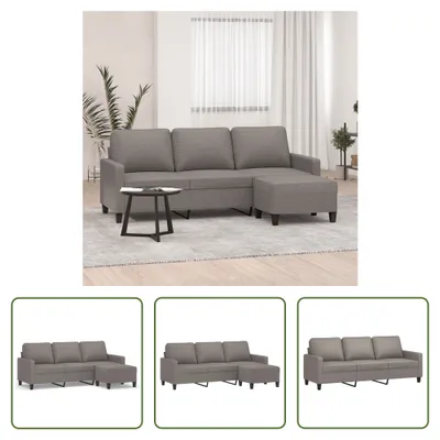 Produktbild von The Living Store 3-Sitzer-Sofa mit Hocker Taupe 180 cm Stoff