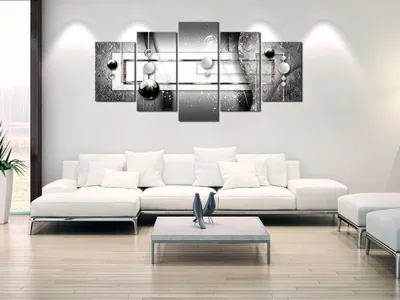 Image de Tableau acoustique abstrait géométrique 200 x 100 cm Tableaux Mousse acoustique Absorbeur acoustique haute performance Isolation acoustique Toile 5 pièces Tableau mural Acoustique intérieure Isolation acoustique a-A-0245-b-n