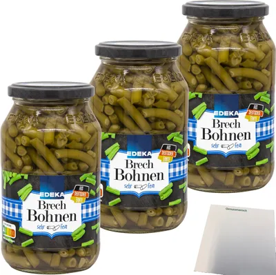 Produktbild von Edeka Brechbohnen sehr fein feinste Auslese 3er Pack (3x530g Glas) + usy Block