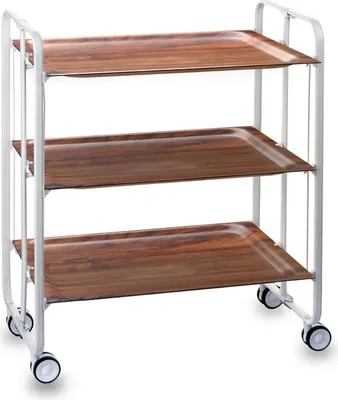 Image de DON HIERRO - Chariot de service pliable BAUHAUS avec roulettes - structure métallique blanche, 3 niveaux, 3 positions