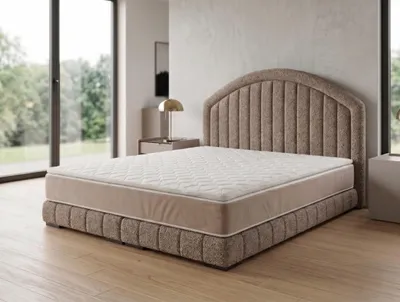 Produktbild von Polsterbett  LEON 2 mit Kopfteil, modernes gepolstertes Bett in 140 x 200 cm Farbe: Beige