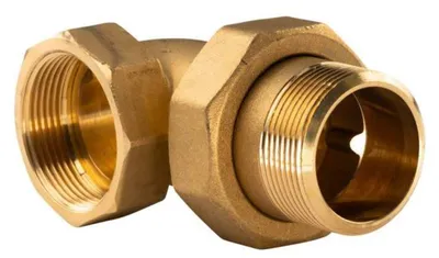 Produktbild von Messing Gewinde-Fitting Winkelverschraubung 90° flachdichtend 1 1/2'IG - 1 1/2'AG (DN 40) - schwere Ausführung
