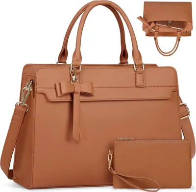 Produktbild von RAINSMORE Handtasche Damen Shopper 15.6 Zoll Laptoptasche Wasserdicht Kunstleder Umhängetasche 2-teiliges Set