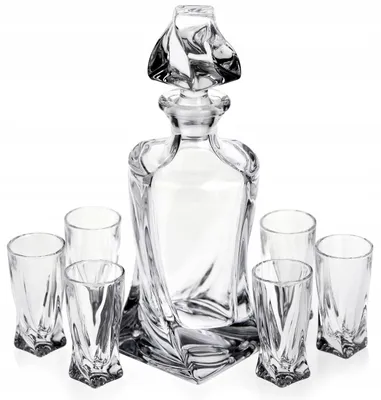 Produktbild von Bohemia Quadro Kristall Karaffe Set 0,5 l mit 6 Gläsern