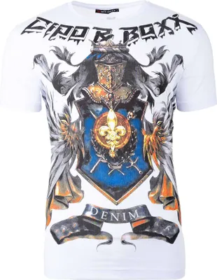 Zdjęcie produktu dla Cipo & Baxx, męska koszulka slim fit, model CT743, kolor biały, rozmiar XL