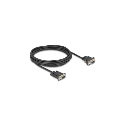 Produktbild von Delock - Kabel seriell - DB-9 (W) zu DB-9, Gleichstromstecker 5,5 x 2,1 mm (W) - 3 A - 5 m - unterstützt RS-232 serielle Schnittstelle, Daumenschrauben - Schwarz