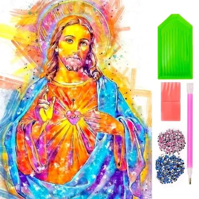 Produktbild von Diamantmosaik, Jesus, Heiliger, Bunt, 30x40 cm, Kreative Diamanten