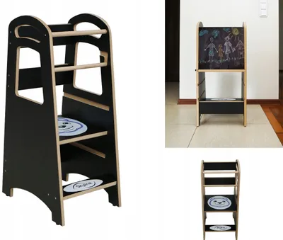 Produktbild von Skyline Steh und Lernturm Baby ab 1 Jahr Montessori Learning Tower Tritthocker Kinder Kitchen Helper Kinderhochstühle Faltbarer Tafel