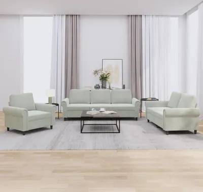 Image de Maison Exclusive - Ensemble de canapés 3 pièces avec coussins, velours gris clair