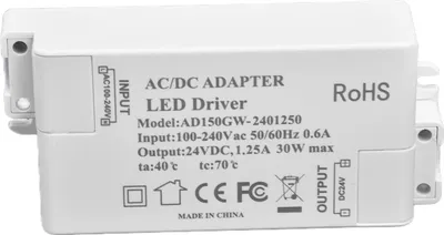 Obrázok produktu pre 30W DC 24V 1,25A LED ovládač konštantného napätia Profesionálny LED svetelný transformátor AC 100?240V