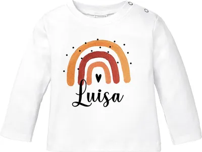 Produktbild von Baby Langarmshirt Name bedruckt Motiv Regenbogen personalisierbare Geschenke Mädchen Jungen Baumwolle SpecialMe® Mädchen weiß 56/62 (1-3 Monate)