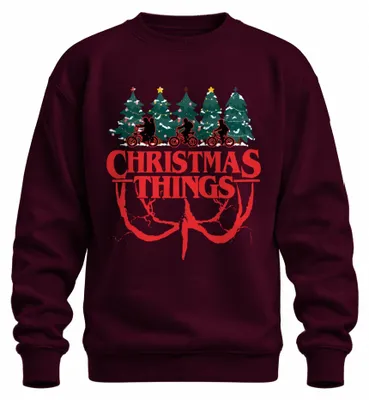 Immagine prodotto di CHRISTMAS THINGS Stranger Christmas Demogorgon Kids Retro Unisex Felpa Pullover, Borgogna, S
